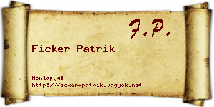 Ficker Patrik névjegykártya